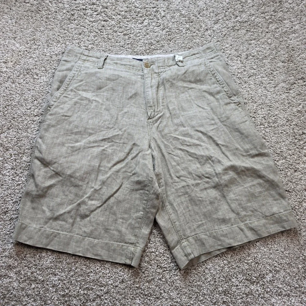 Banana Republic Relaxed Fit Linen Shorts Mens 31 Beige Outdoor Casual Adult